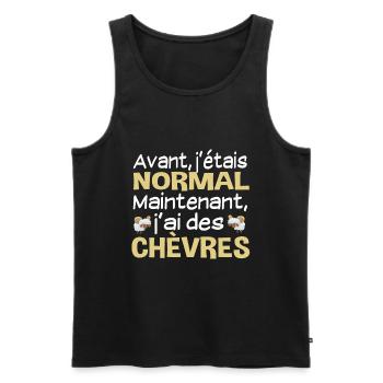 Chèvre animal. Chèvres berger. Cadeau humour - Débardeur bio Premium Homme - noir - Devant - Michal (187cm)