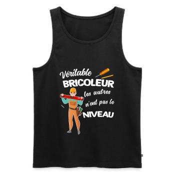 Bricoleur homme humour pour papa ou tonton - Débardeur bio Premium Homme - noir - Devant - Michal (187cm)