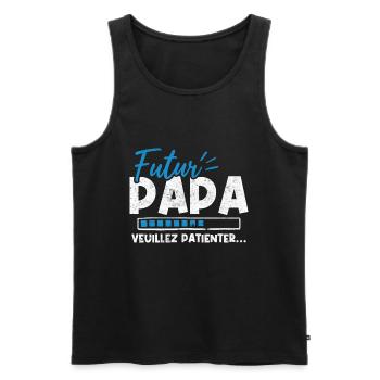 Futur papa veuillez patienter - Débardeur bio Premium Homme - noir - Devant - AI Model Male 178 light (178cm)
