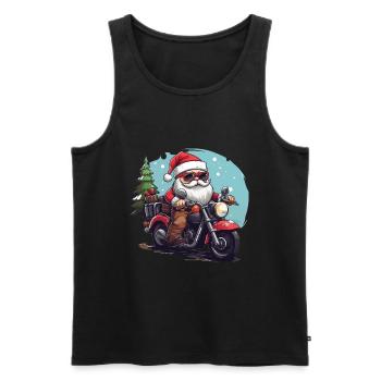 Lustiger Weihnachtsmann Gnome auf einem Motorrad - Männer Premium Bio Tank Top - Schwarz - Vorne - Michal (187cm)