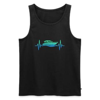 Motor Boat Heartbeat Motorboating Captain - Men's Premium Organic Tank Top - black - Front - Michal (187cm)