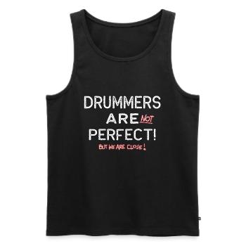 Drummer T-Shirt -DRUMMERS ARE NOT PERFECT - Männer Premium Bio Tank Top - Schwarz - Vorne - AI Model Male 178 light (178cm)