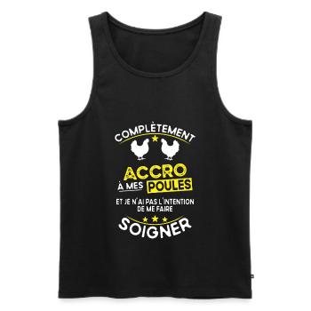 accro à mes poules - humour cadeau - Débardeur bio Premium Homme - noir - Devant - Michal (187cm)