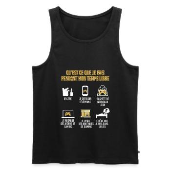 Mon temps libre de gamer - Débardeur bio Premium Homme - noir - Devant - Michal (187cm)