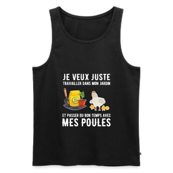 Travailler Jardin Poules Jardinier Humour Cadeau - Débardeur bio Premium Homme - noir - Devant - Michal (187cm)