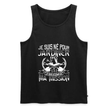 Jardin Jardinier Humour Mission Cadeau Jardinage - Débardeur bio Premium Homme - noir - Devant - Michal (187cm)
