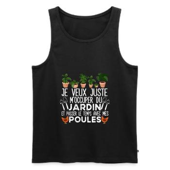 Jardin Poules Jardinier Humour Cadeau Poulet - Débardeur bio Premium Homme - noir - Devant - AI Model Male 178 light (178cm)