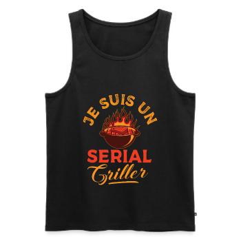 Serial Griller - Humour Barbecue - Débardeur bio Premium Homme - noir - Devant - Michal (187cm)