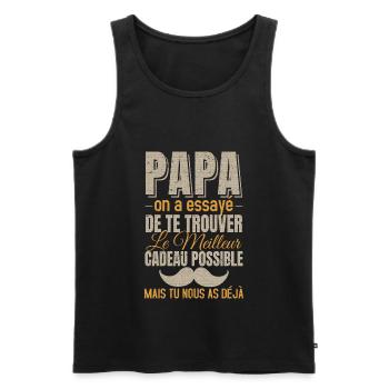 Papa Meilleur Cadeau Fête Des Pères Humour - Débardeur bio Premium Homme - noir - Devant - AI Model Male 178 light (178cm)