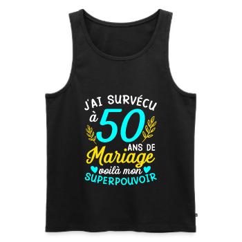 50e Anniversaire De Mariage Humour Cadeau - Débardeur bio Premium Homme - noir - Devant - Michal (187cm)