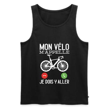 Mon Vélo M'appelle Cadeau Cycliste Humour - Débardeur bio Premium Homme - noir - Devant - Michal (187cm)