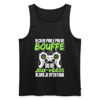 Jeux Vidéo Humour Bouffe Idée Cadeau Gamer Ado - Débardeur bio Premium Homme - noir - Devant - Michal (187cm)