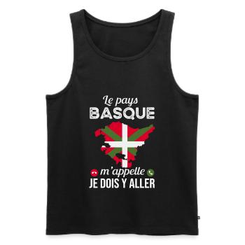 Le Pays Basque M'appelle Cadeau Humour - Débardeur bio Premium Homme - noir - Devant - Michal (187cm)
