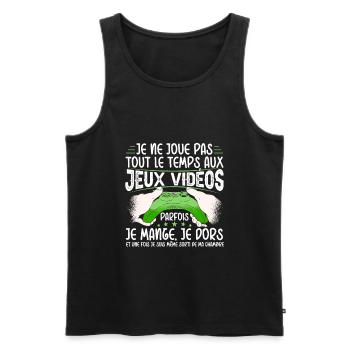 Gamer Idée Cadeau Jeux Vidéo Humour Ado Geek - Débardeur bio Premium Homme - noir - Devant - Michal (187cm)