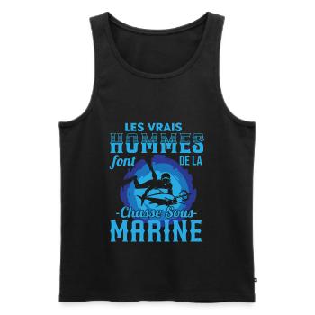 Chasse Sous Marine Humour Plongeur Cadeau - Débardeur bio Premium Homme - noir - Devant - Michal (187cm)