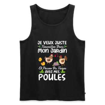 Jardin Et Poules Humour Idée Cadeau Jardinage - Débardeur bio Premium Homme - noir - Devant - AI Model Male 178 light (178cm)