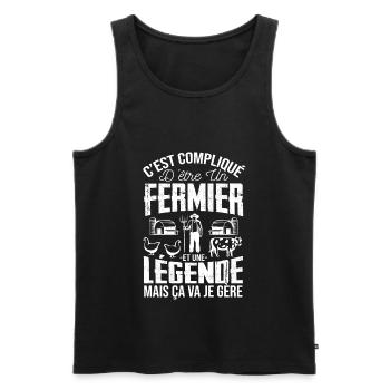 Fermier De Légende Humour Agriculture Cadeau - Débardeur bio Premium Homme - noir - Devant - Michal (187cm)