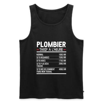 Plombier Idée Cadeau Humour Plomberie - Débardeur bio Premium Homme - noir - Devant - Michal (187cm)