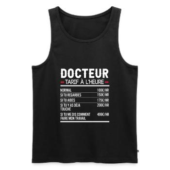 Docteur Idée Cadeau Humour Médecine - Débardeur bio Premium Homme - noir - Devant - Michal (187cm)
