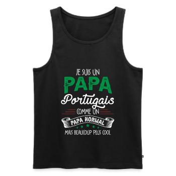 Papa Portugais Humour Cadeau De Noël Personnalisé - Débardeur bio Premium Homme - noir - Devant - AI Model Male 178 light (178cm)