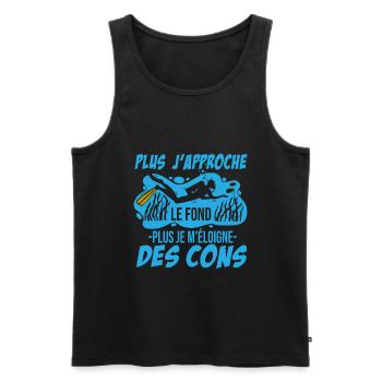 Plus J'approche Le Fond Humour Plongée Sous Marine - Débardeur bio Premium Homme - noir - Devant - Michal (187cm)