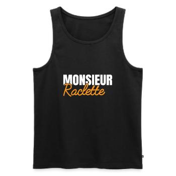 Monsieur Raclette Idée Cadeau Homme Humour Fromage - Débardeur bio Premium Homme - noir - Devant - Michal (187cm)