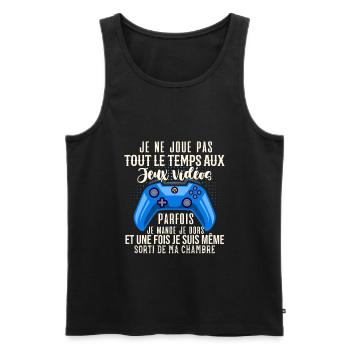 Accro Aux Jeux Vidéo Idée Cadeau Pour Ado Gamer - Débardeur bio Premium Homme - noir - Devant - Michal (187cm)