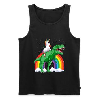 Licorne T Rex Cadeau Dinosaure Garçon Fille - Débardeur bio Premium Homme - noir - Devant - Michal (187cm)