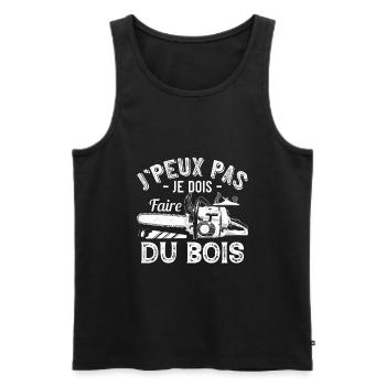 J'Peux Pas Je Dois Faire Du Bois Cadeau Bûcheron - Débardeur bio Premium Homme - noir - Devant - AI Model Male 178 light (178cm)
