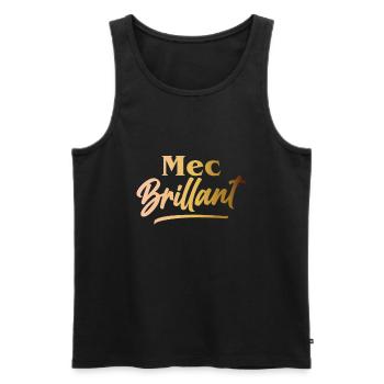 Mec Brillant Homme Humour Cadeau Couple - Débardeur bio Premium Homme - noir - Devant - AI Model Male 178 light (178cm)