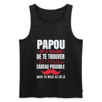 Papou Meilleur Cadeau Fête Des Pères Original Papy - Débardeur bio Premium Homme - noir - Devant - Michal (187cm)