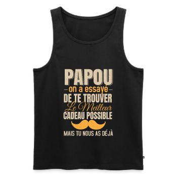 Papou Meilleur Cadeau Fête Des Pères Original Papy - Débardeur bio Premium Homme - noir - Devant - Michal (187cm)
