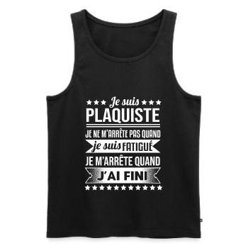Plaquiste Pas Fatigué Idée Cadeau Plâtrier Humour - Débardeur bio Premium Homme - noir - Devant - Michal (187cm)