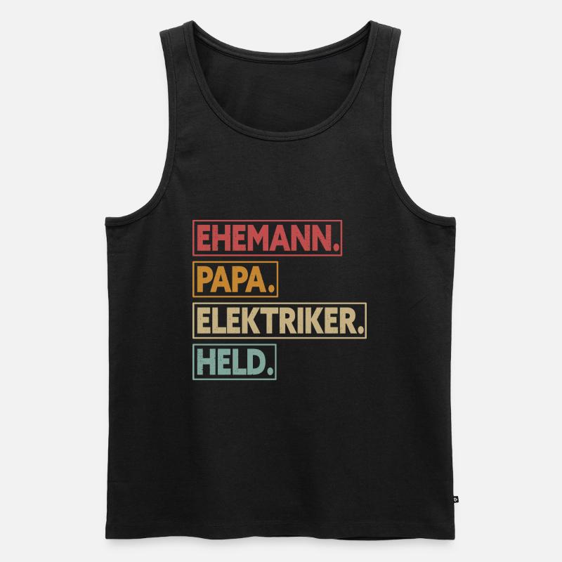 Ehemann Papa Elektriker Held - Männer Premium Bio Tank Top - Schwarz