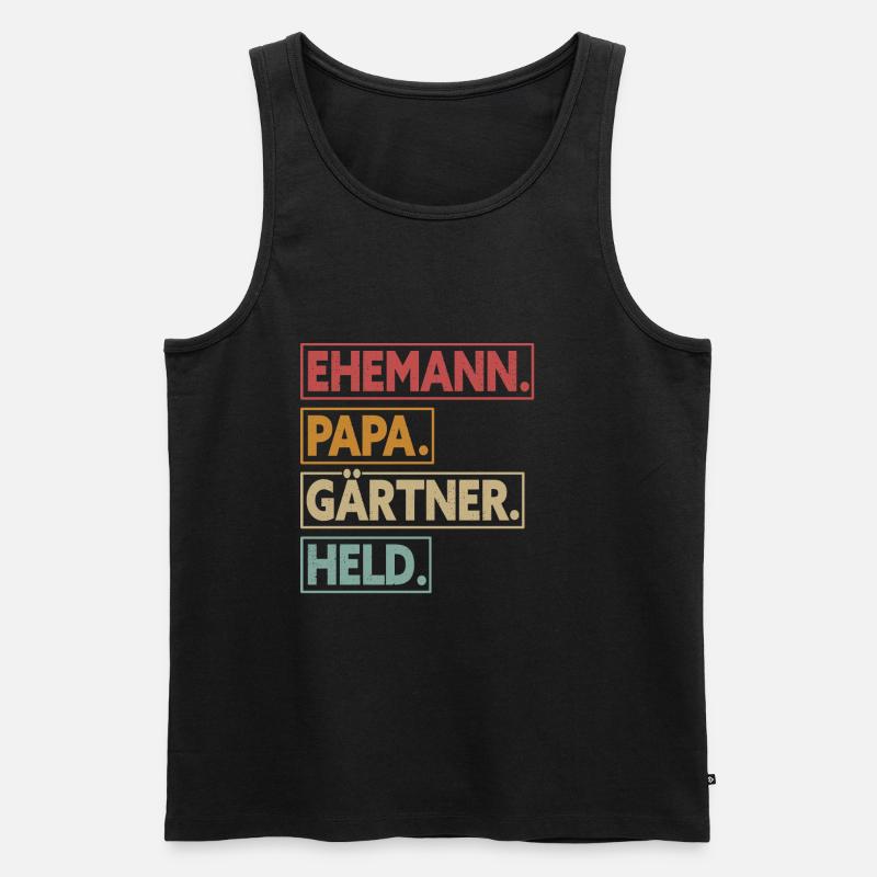 Ehemann Papa Gärtner Held - Männer Premium Bio Tank Top - Schwarz