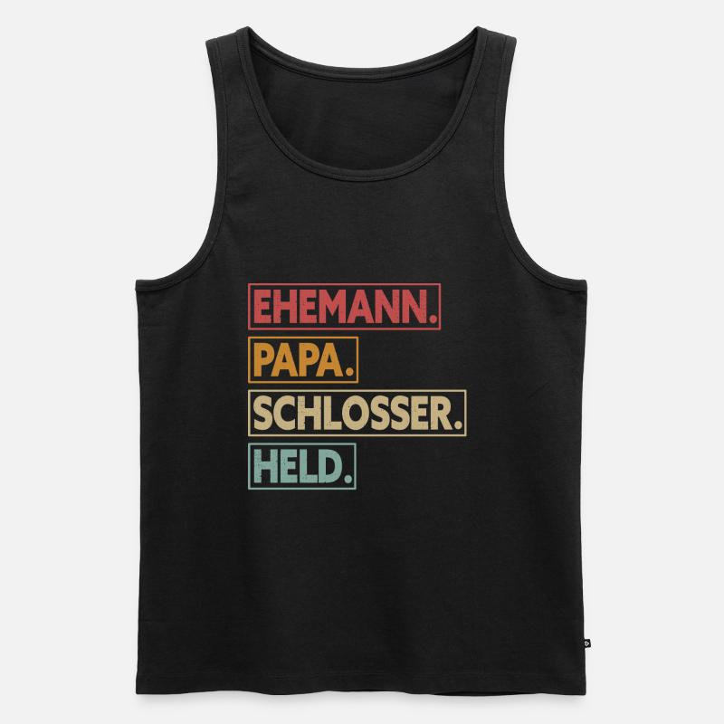 Ehemann Papa Schlosser Held - Männer Premium Bio Tank Top - Schwarz