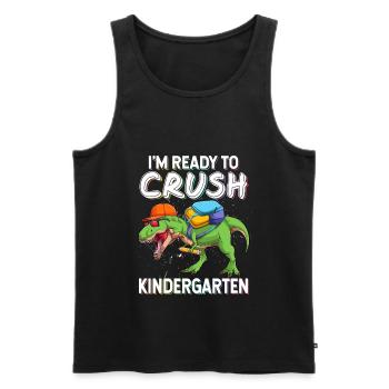 Ich bin bereit, Kindergarten Dinosaurier zurück zu zerquetschen - Männer Premium Bio Tank Top - Schwarz - Vorne - AI Model Male 178 light (178cm)