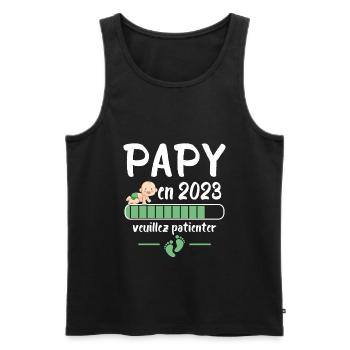 Futur Papy 2023 Idée Cadeau Nouvelle Naissance - Débardeur bio Premium Homme - noir - Devant - Michal (187cm)