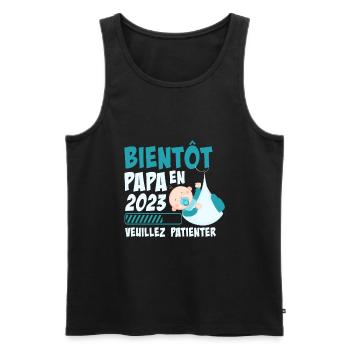 Bientôt Papa En 2023 Cadeau Annonce Grossesse - Débardeur bio Premium Homme - noir - Devant - Michal (187cm)
