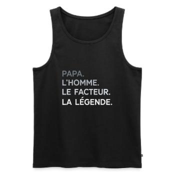 Papa Facteur L'Homme La Légende Cadeau Humour - Débardeur bio Premium Homme - noir - Devant - AI Model Male 178 light (178cm)