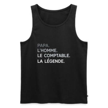 Papa Comptable L'Homme La Légende Cadeau Humour - Débardeur bio Premium Homme - noir - Devant - Michal (187cm)