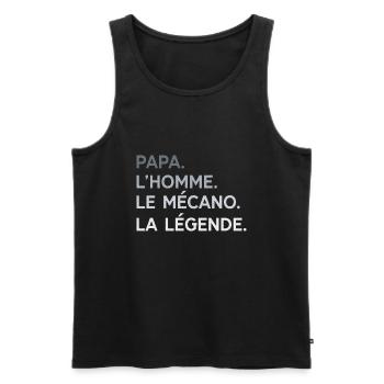 Papa Mécano L'Homme La Légende Cadeau Humour - Débardeur bio Premium Homme - noir - Devant - AI Model Male 178 light (178cm)