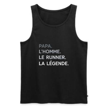 Papa Runner L'Homme La Légende Cadeau Coureur - Débardeur bio Premium Homme - noir - Devant - AI Model Male 178 light (178cm)