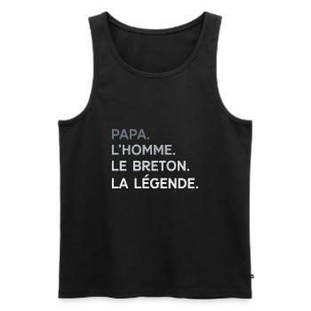 Papa Breton L'Homme La Légende Cadeau Breizh - Débardeur bio Premium Homme - noir - Devant - AI Model Male 178 light (178cm)
