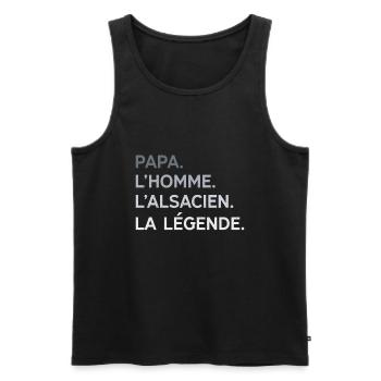 Papa Alsacien L'Homme La Légende Cadeau Alsace - Débardeur bio Premium Homme - noir - Devant - AI Model Male 178 light (178cm)