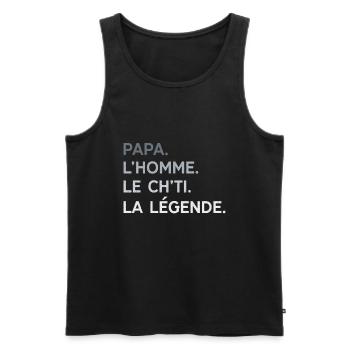 Papa Ch'ti L'Homme La Légende Cadeau Humour - Débardeur bio Premium Homme - noir - Devant - AI Model Male 178 light (178cm)