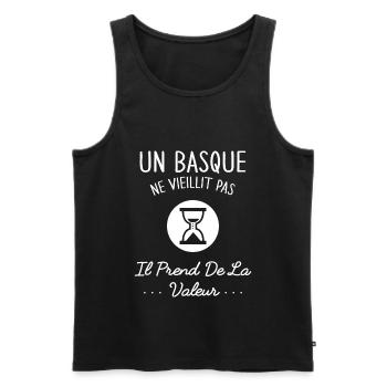 Un Basque Vieillit Pas Humour Cadeau Pays Basque - Débardeur bio Premium Homme - noir - Devant - Michal (187cm)