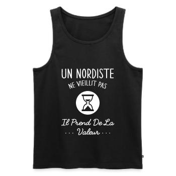 Un Nordiste Ne Vieillit Pas Humour Cadeau Nord - Débardeur bio Premium Homme - noir - Devant - AI Model Male 178 light (178cm)