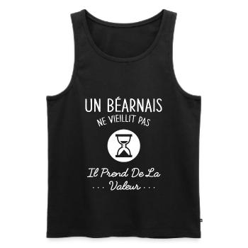 Un Béarnais Ne Vieillit Pas Humour Cadeau Béarn - Débardeur bio Premium Homme - noir - Devant - AI Model Male 178 light (178cm)