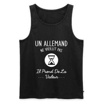 Un Allemand Ne Vieillit Pas Humour Cadeau - Débardeur bio Premium Homme - noir - Devant - Michal (187cm)